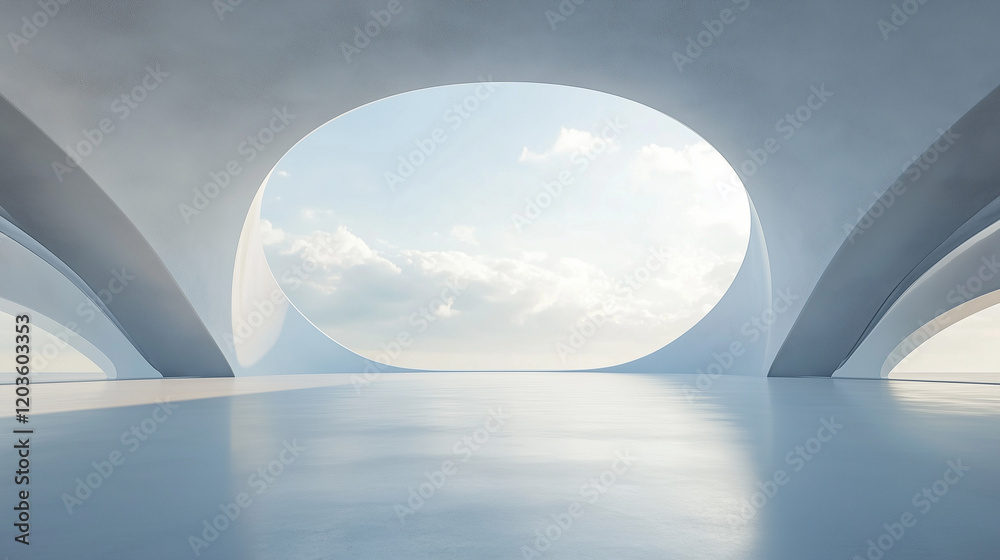 futuristic white architectural structure background
