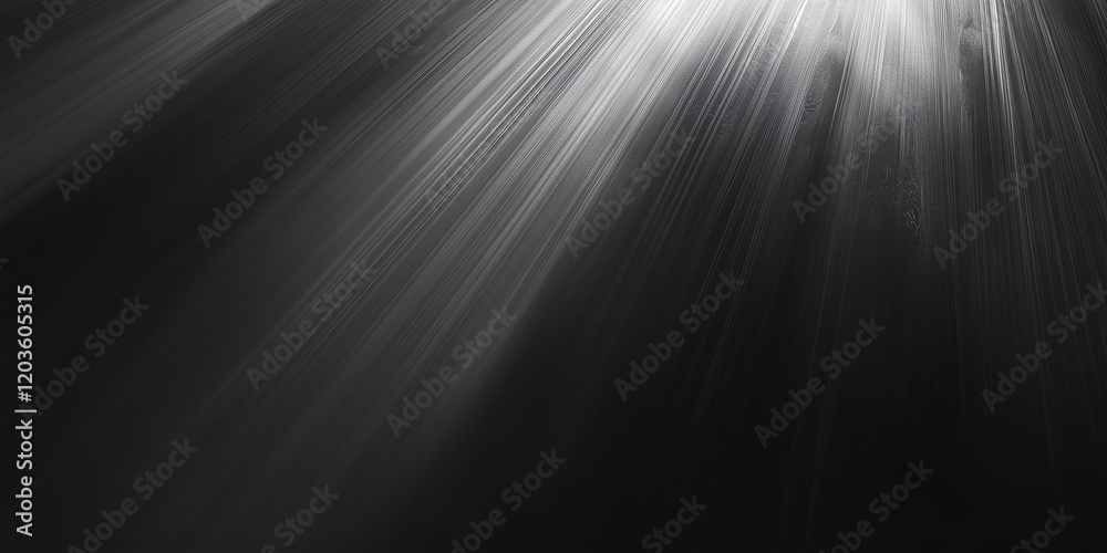 White sun burst ray on dark background with blank copy space