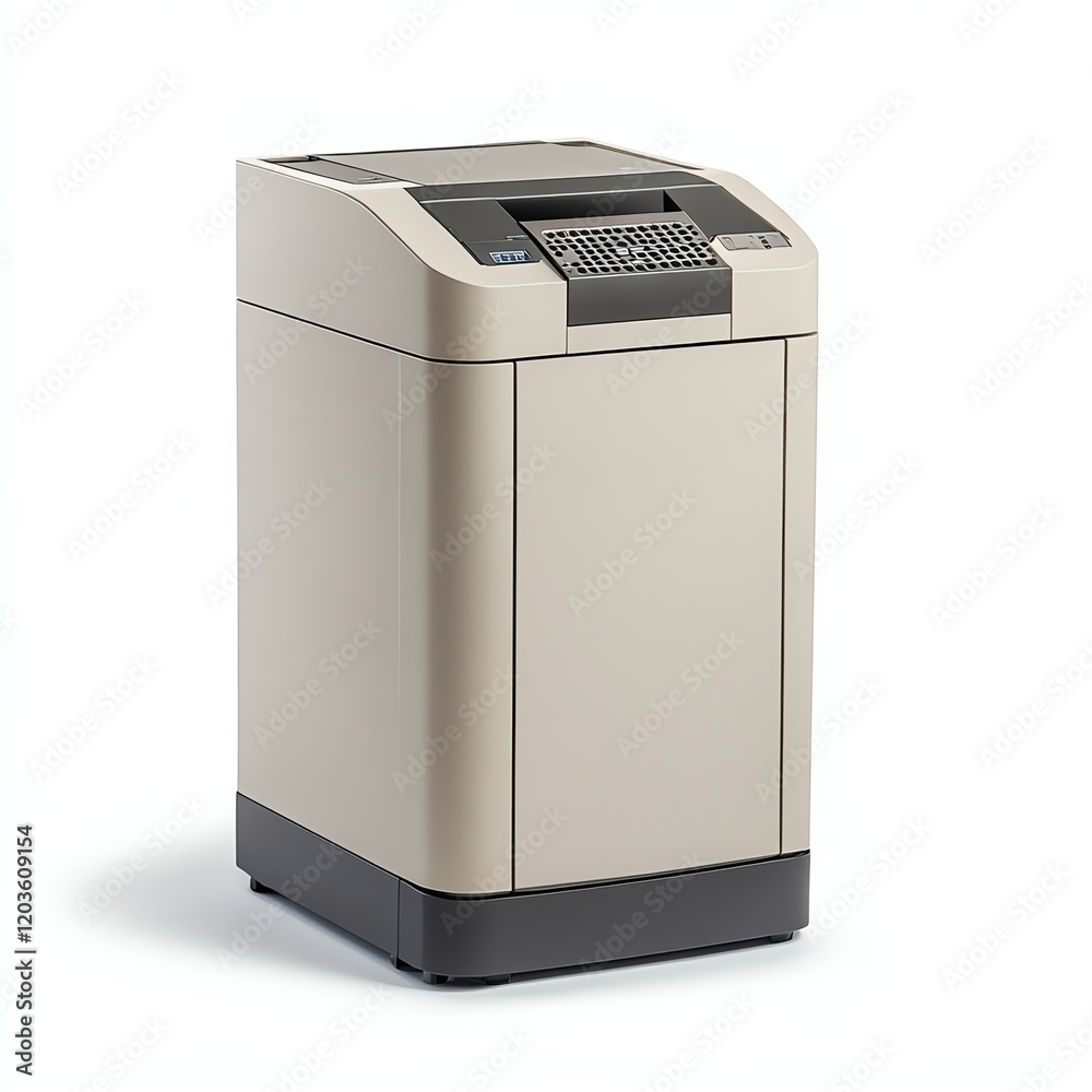 Compact office paper shredder, white isolated background Compact office paper shredder, white isolated background
