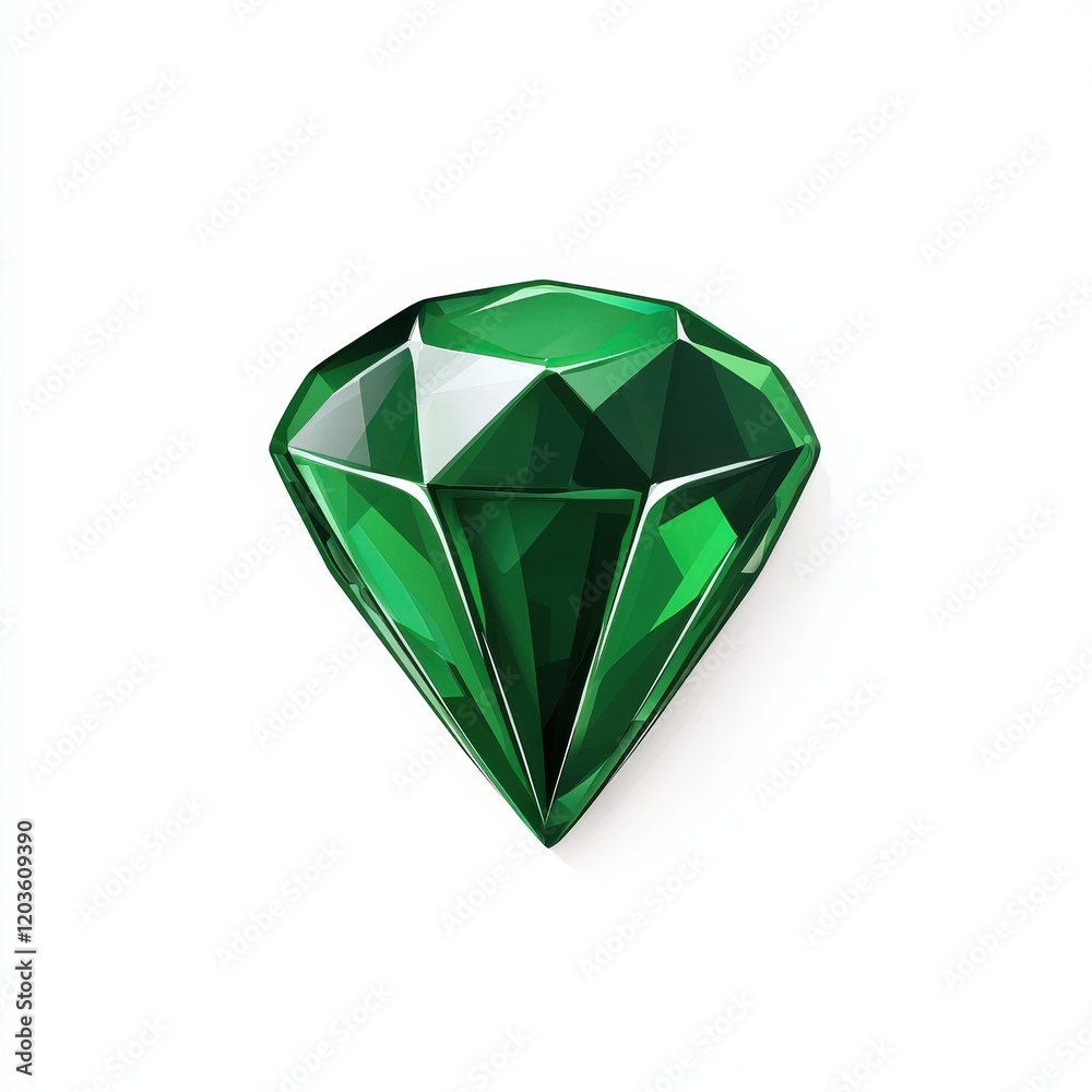 Emerald green diamond gemstone isolated on a white background for jewelry design and luxury concepts Emerald green diamond gemstone isolated on a white background for jewelry design and luxury concepts