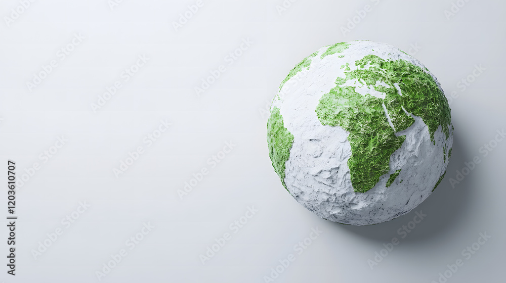 Minimalistic Green Globe with White Continents on a Clean Background Minimalistic Green Globe with White Continents on a Clean Background