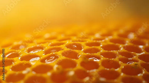 Honeycombs, macro photography, honeycombs with honey, background.
