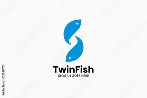 Twin Fish Logo. Vector Illustration