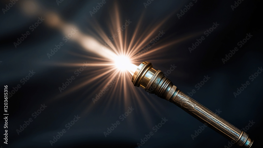 A beam of light and a torch against a black background, A beam of light and a torch against a black background,