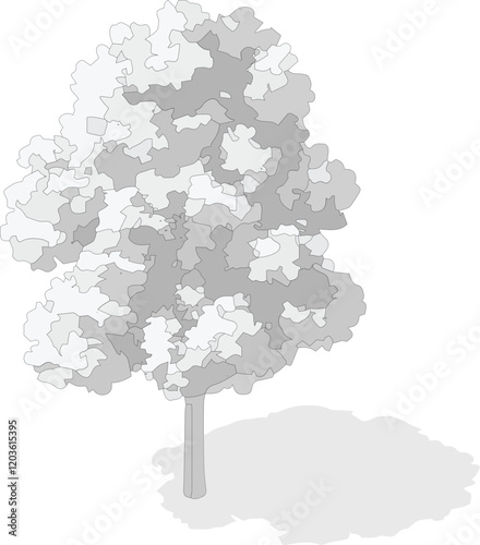 Axonometric tree, isometric tree, isolated tree,vector