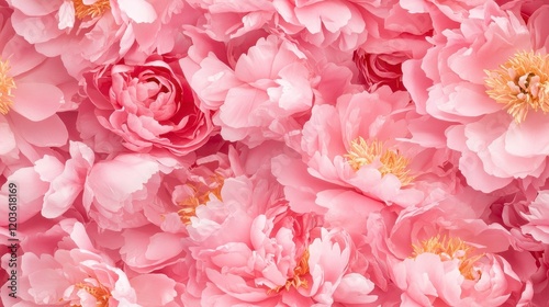 Wallpaper Mural Mini pink peonies seamless pattern, vibrant floral design, intricate details, elegant backdrop, perfect for textiles and decor Torontodigital.ca