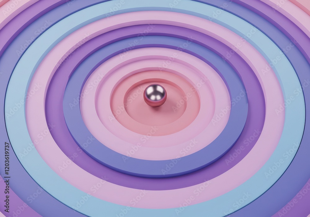 A 3D abstract design featuring concentric circles in soft pastel hues of purple, blue, and pink A 3D abstract design featuring concentric circles in soft pastel hues of purple, blue, and pink