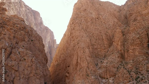 The Todra Gorge, canyon in South Morocco. Nature background footage. 4k 
