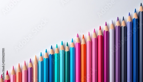 Colorful Pencils Arranged In Ascending Order