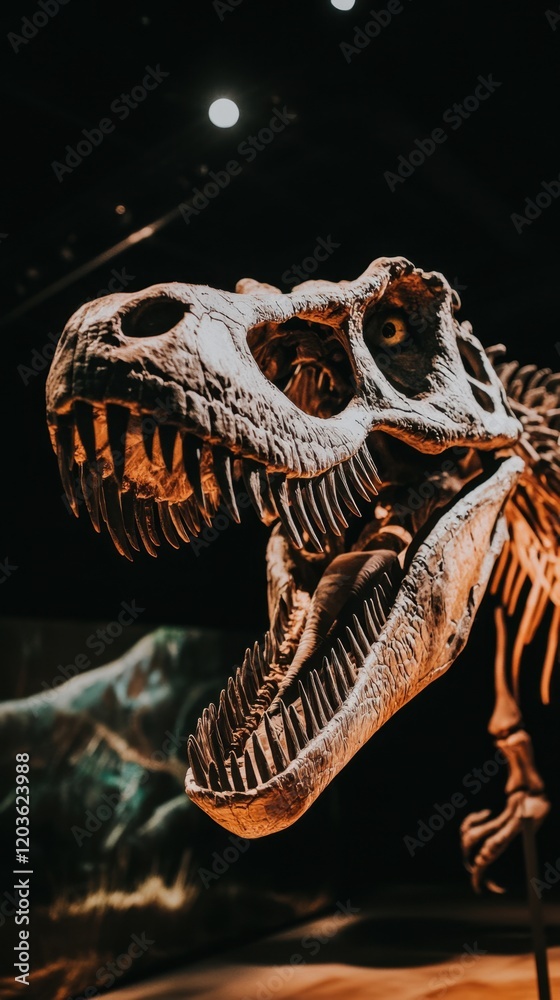 Fototapeta premium Dinosaur skeleton exhibit: exploring prehistoric life fossils