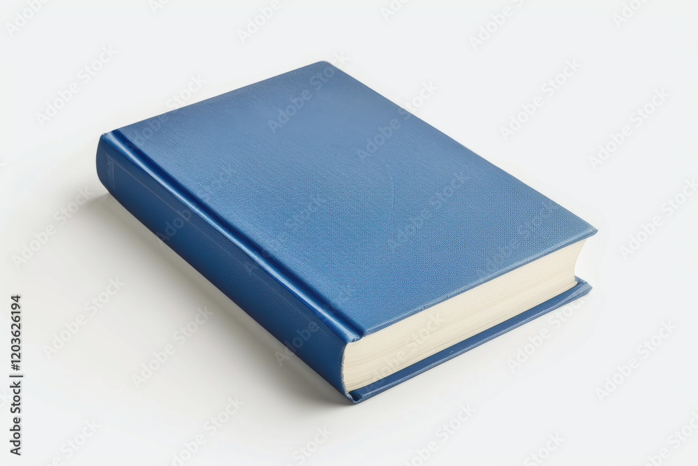 Classic blue book with hardcover isolated on plain white surface representing knowledge education learning and academic inspiration Classic blue book with hardcover isolated on plain white surface representing knowledge education learning and academic inspiration