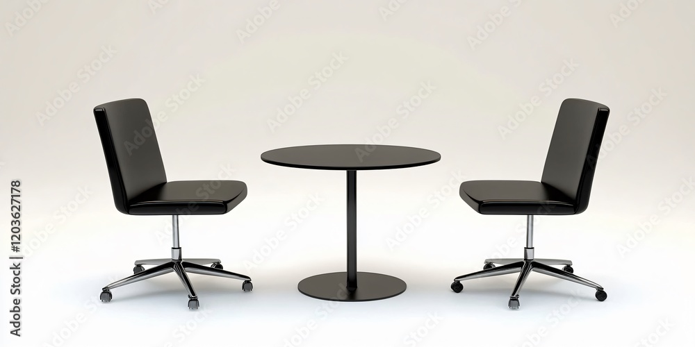Modern Black Office Chairs and Round Table Setup Modern Black Office Chairs and Round Table Setup