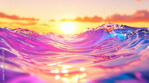 Vibrant Sunset Ocean Wave Abstract Art