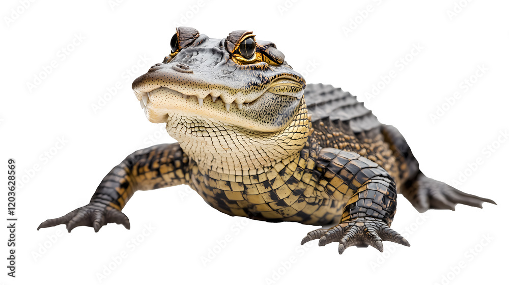 Obraz premium front view of alligator animal isolated on white background 