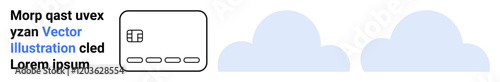 Cloud servers positioned next to stylized clouds and placeholder text in Latin. Ideal for IT services, data storage, digital transformation, technology promotion, web hosting, cloud strategy