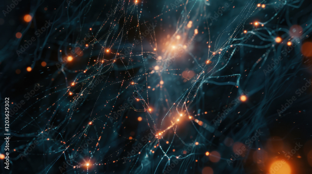 Fototapeta premium Abstract digital background with glowing particles and lines