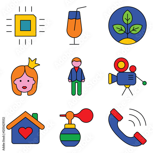 Modern Icons Flat Icon Set Isolated On White Background