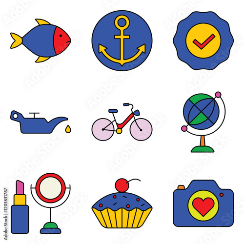 Modern Icons Flat Icon Set Isolated On White Background