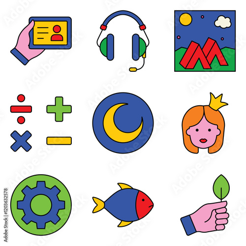 Modern Icons Flat Icon Set Isolated On White Background