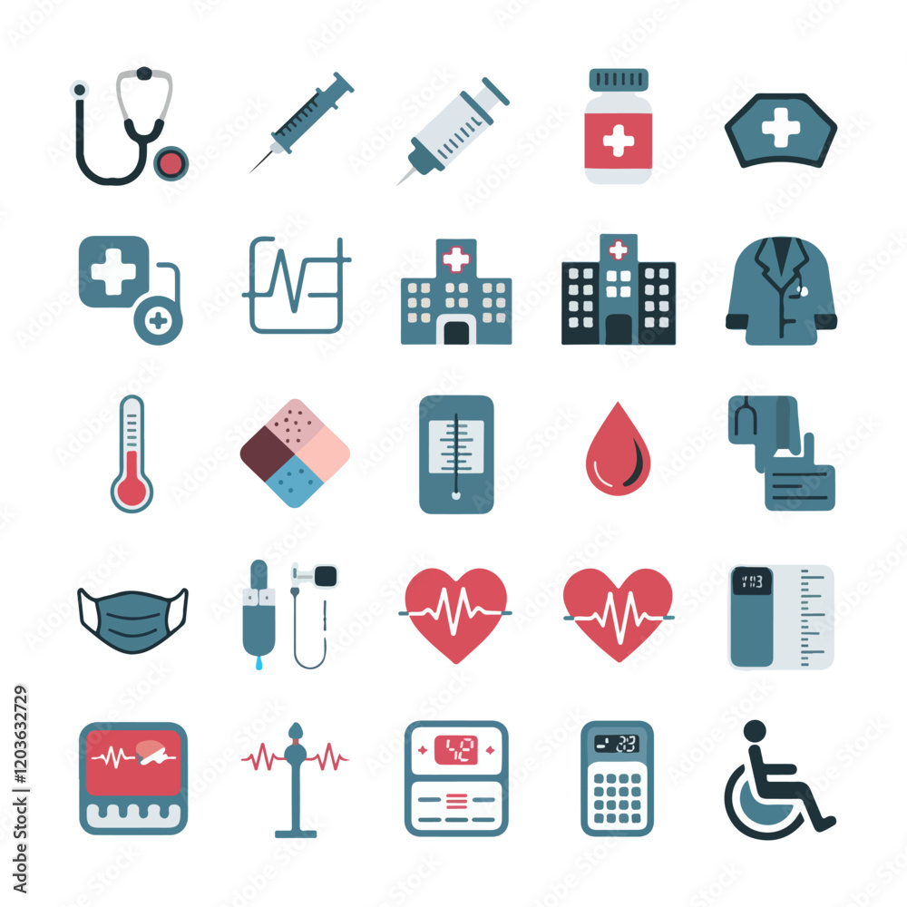 Medical Symbols icons Set Illustration White Background Medical Symbols icons Set Illustration White Background