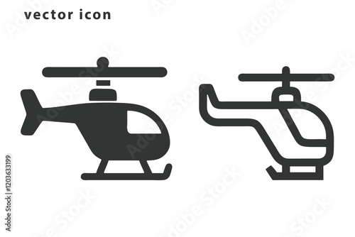Helicopter ,copter, chopper , air copter silhouette vector illustration art design.  Helicopter icon logo on isolated white background with glyph icon style, Helicopter vector illustration