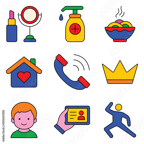 Modern Icons Flat Icon Set Isolated On White Background
