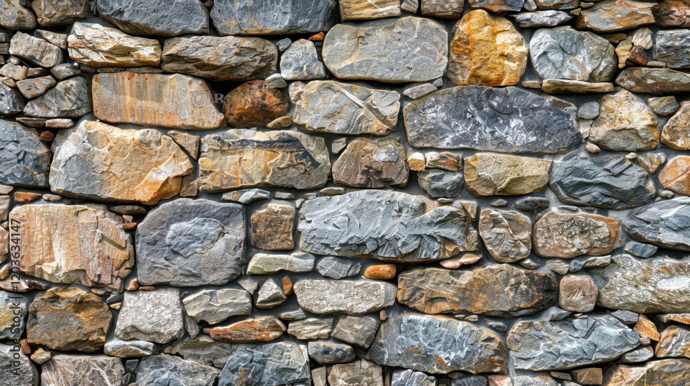 textured stone wall featuring various colors and shapes of stones, creating natural and rustic appearance. stones vary in size and texture, adding depth to wall textured stone wall featuring various colors and shapes of stones, creating natural and rustic appearance. stones vary in size and texture, adding depth to wall