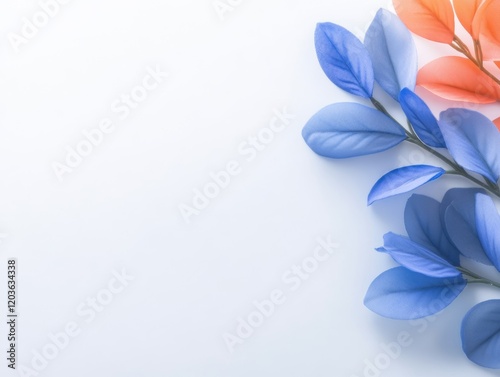 Soft Translucent Leaves in Calming Blue and Pink Hues for Nature Inspired Backgrounds photo