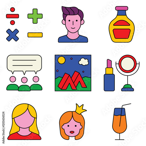 Modern Icons Flat Icon Set Isolated On White Background