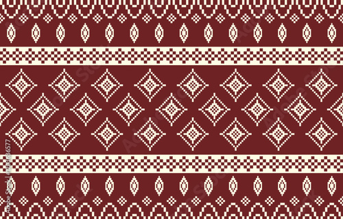 Cute and delicate seamless pixel pattern with floral and geometric motifs. Pink, green, and beige color palette. Suitable for children's products, home decor, digital backgrounds, and pixel art.
