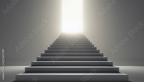 Steps to Enlightenment: A journey upwards, towards a radiant light. Hope and ascension.