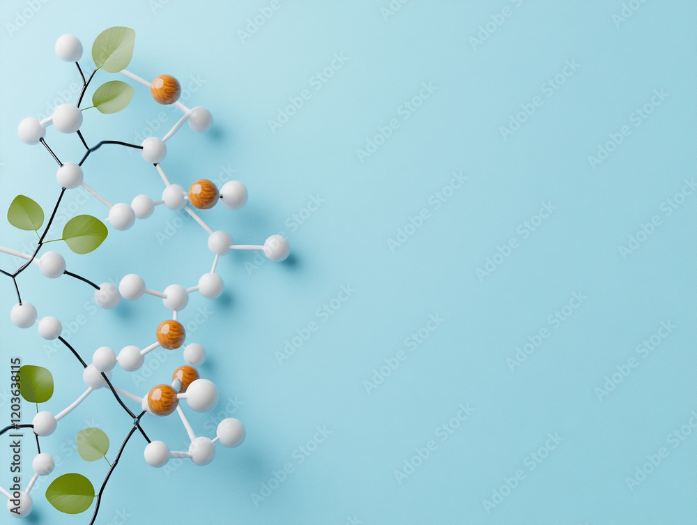 Molecular structure representation on a blue backdrop Molecular structure representation on a blue backdrop