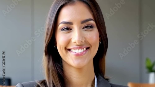 Happy Business Woman Executive Portrait Smile for Vision Career Success or Ambition at the Office Female CEO Employee Face Smiling for Successful Management Empowerment or Corporate Startup.