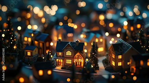 Wallpaper Mural A miniature model of a suburban neighborhood at night Torontodigital.ca