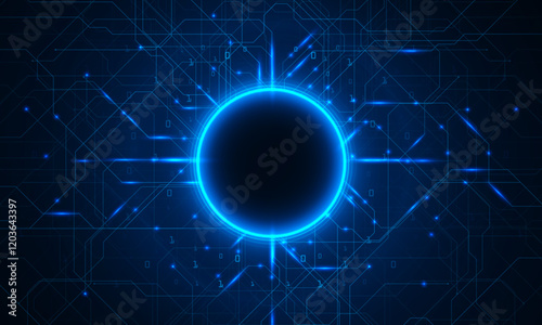 AI Artificial Intelligence chipset on circuit board in futuristic concept suitable for future technology artwork, Web Banner Abstract background, High tech technology geometric and connection system