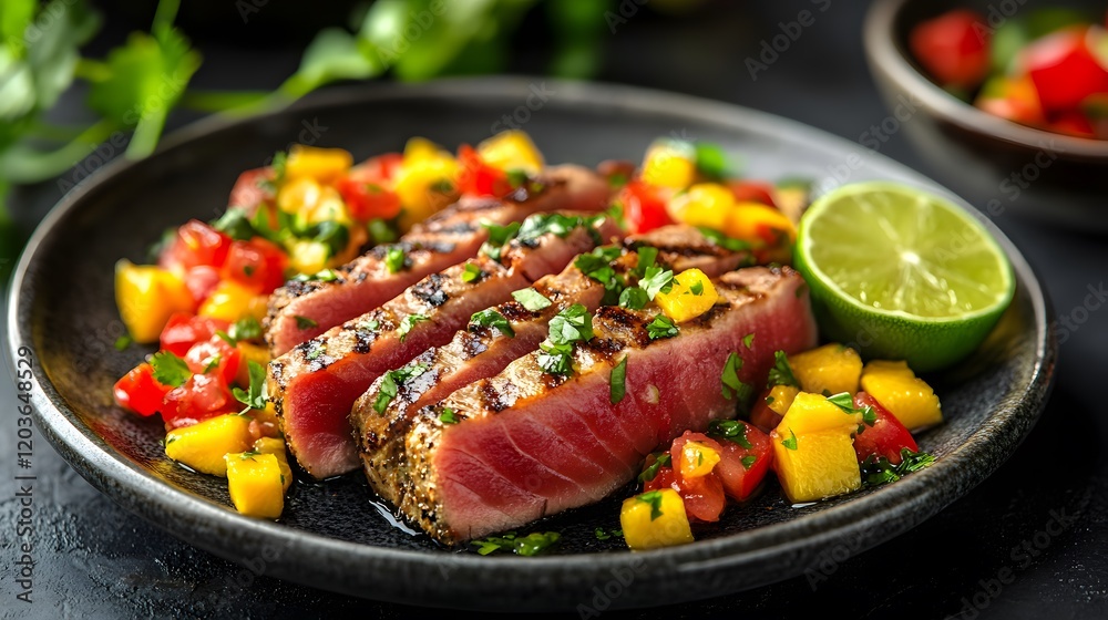 Grilled Tuna Steak with Mango Salsa Grilled Tuna Steak with Mango Salsa