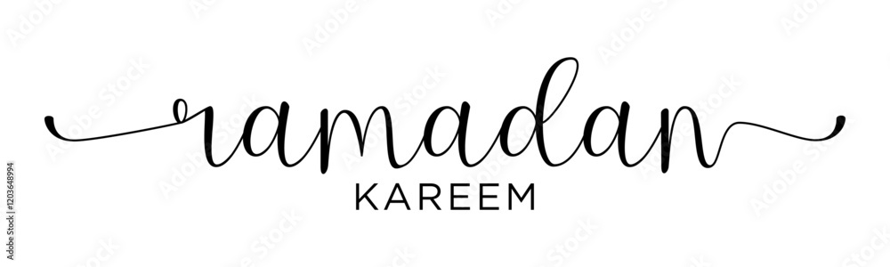 Obraz premium Ramadan Kareem 2025 black vector brush calligraphy banner