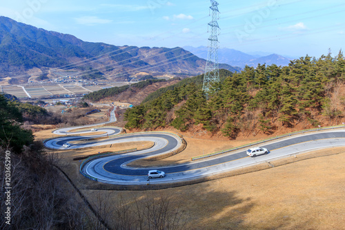 Cuadro en lienzo 함양군 지안재의 가을 풍경