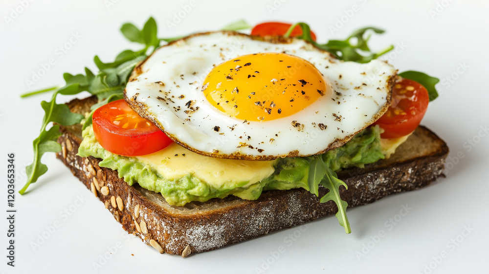 Wholegrain avocado toast with fried egg on top