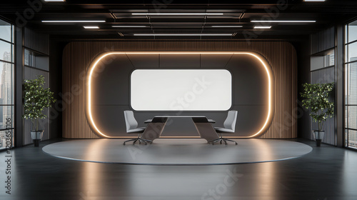 virtual studio background for professional office video conferencing, webinars, internet calls, and online meetings, designed to enhance visual appeal and provide a sleek. photo