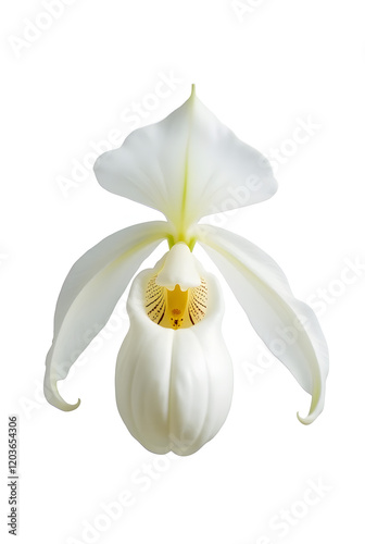 White lily of the valley bloom with petals and leaves isolated on white background