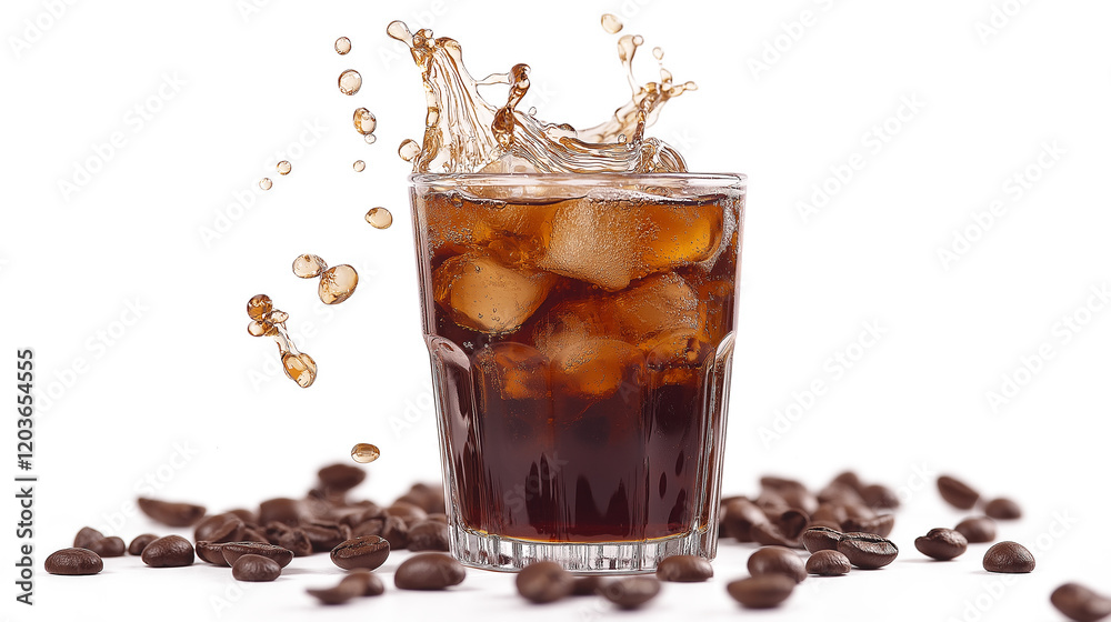 A Delicious Cold Coffee Splash isolated on a white background A Delicious Cold Coffee Splash isolated on a white background