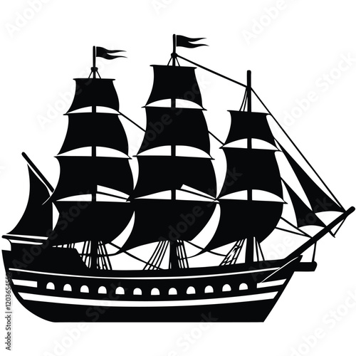 silhouette of a frigate ship