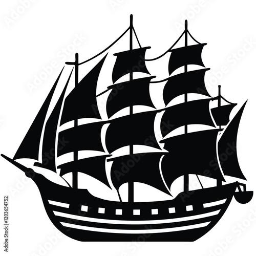silhouette of a frigate ship