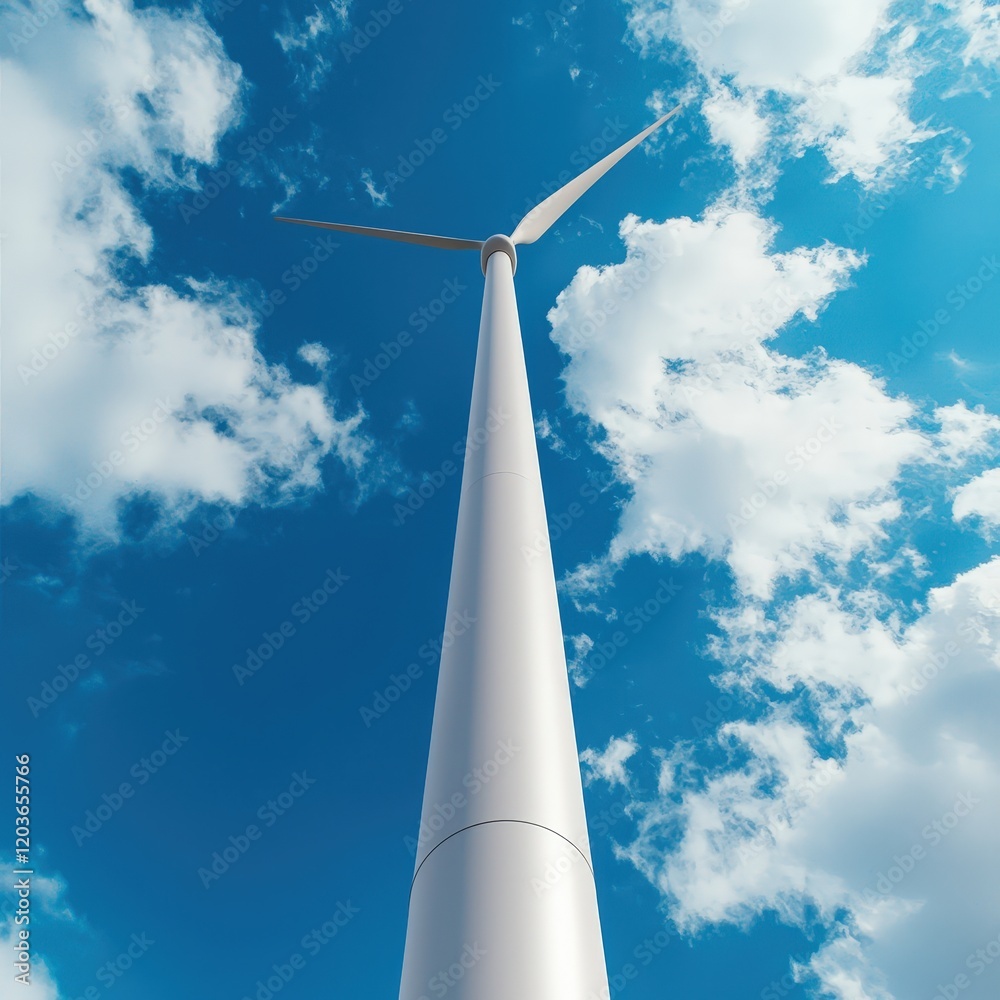 Wind turbine against a clear blue sky in a renewable energy landscape Wind turbine against a clear blue sky in a renewable energy landscape