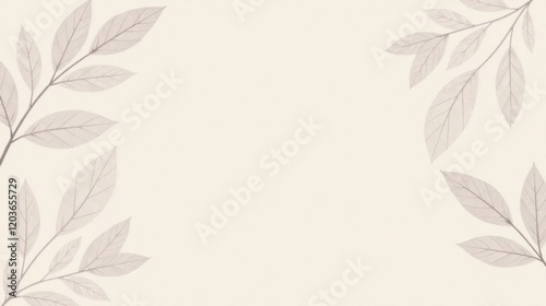 Elegant Botanical Frame with Delicate Watercolor Leaves and Ample Copy Space for Text or Design Elements