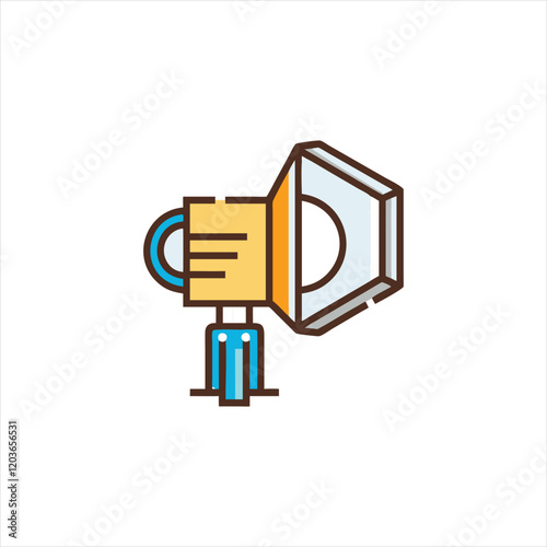 Big set of different vector indoor lights,Photo studio lamp. Spotlight concept. Spotlight shines with yellow light from the left side. Place for text for your design. Vector illustration photo studio