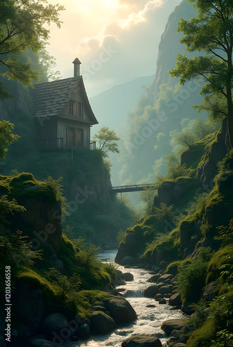 Church in the Fog on the Mountain