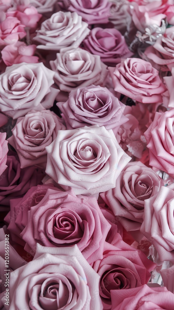 Bunch of pink roses are arranged in a bouquet Bunch of pink roses are arranged in a bouquet