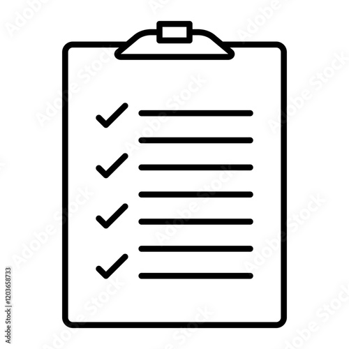 Checklist on Clipboard: A simple yet effective line art illustration of a clipboard with a checklist, symbolizing organization, planning, and task management.  